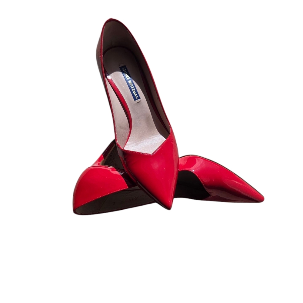 Stuart Weitzman Women's Red Patent Leather Pumps - Picture 3 of 7